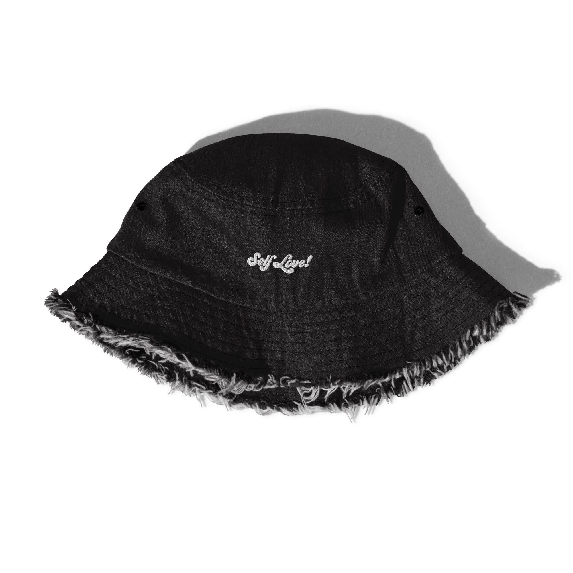 Self Love! Personalize it with your own! Distressed denim bucket hat