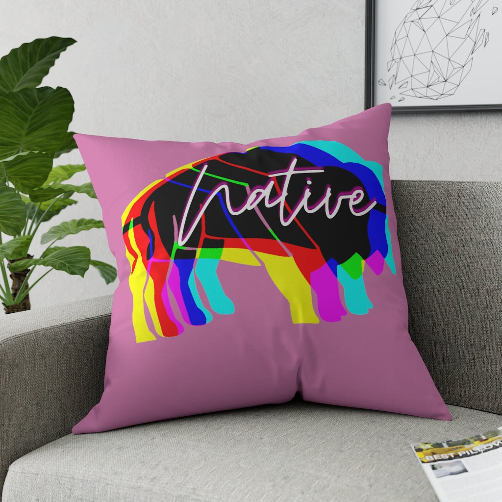 Native Bison Multi Color Broadcloth Pillow